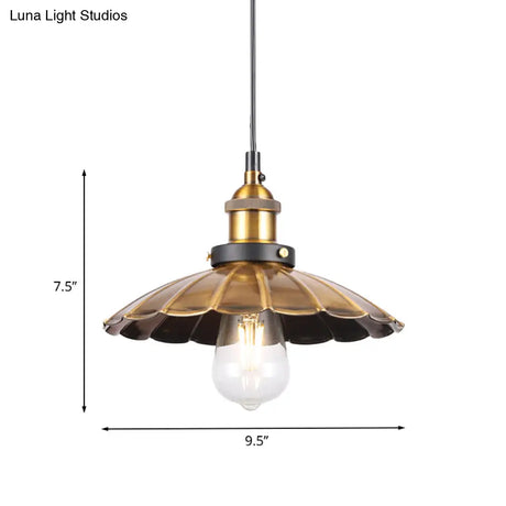 Vintage Gold Pendant Light - Elegant Iron Lid With Retro Cone Shape Ideal Luminaire For Dining Table