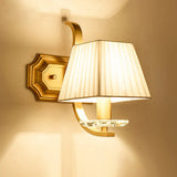 Vintage Gold Trapezoid Fabric Sconce Light For Bedroom Wall Mount 1 /
