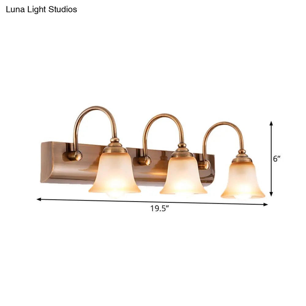 Vintage Gold Vanity Lamp With Frosted Glass & Gooseneck Arm For Bathroom Wall Mount - 2/3 Bulbs