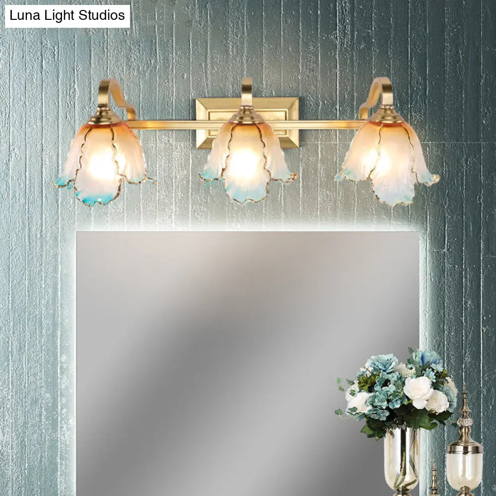 Vintage Gold Wall Light Fixture With Scalloped Textured Glass - Perfect For Bedroom Make-Up Lighting