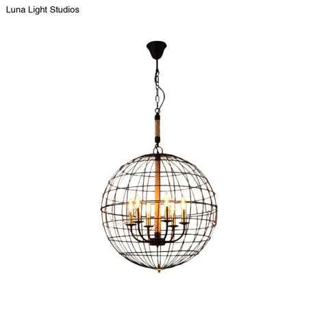 Vintage Golden Iron Hanging Lamp With Globe Shape - 3/4/6 Lights Stylish Dining Room Ceiling Fixture