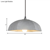 Vintage Grey Cement Umbrella Pendant Lamp - 1-Bulb Hanging Ceiling Light For Restaurants