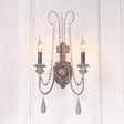 Vintage Grey Wood Sconce With 2 Candelabra Lights - Perfect For Wall-Mounted Bedroom Lighting