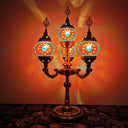 Vintage Hand-Rolled Art Glass Candelabra Table Lamp - Orange/Blue Blue-Orange