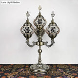 Vintage Hand-Rolled Art Glass Candelabra Table Lamp - Orange/Blue