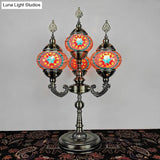 Vintage Hand-Rolled Art Glass Candelabra Table Lamp - Orange/Blue