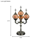 Vintage Hand-Rolled Art Glass Candelabra Table Lamp - Orange/Blue