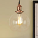 Vintage Hanging Ceiling Light With Brass/Copper/Rust Finish Clear Glass Globe Pendant For Dining