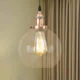 Vintage Hanging Ceiling Light With Brass/Copper/Rust Finish Clear Glass Globe Pendant For Dining