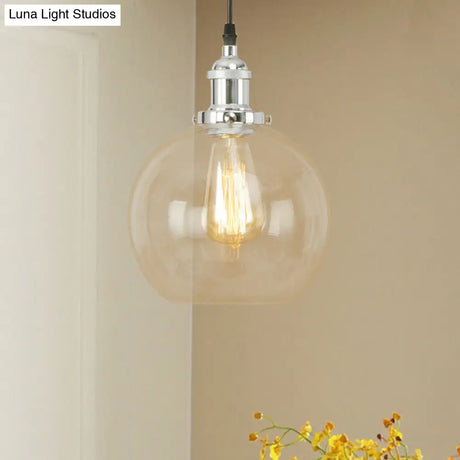 Vintage Hanging Ceiling Light With Brass/Copper/Rust Finish Clear Glass Globe Pendant For Dining