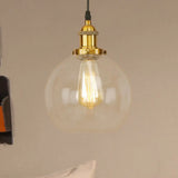 Vintage Hanging Ceiling Light With Brass/Copper/Rust Finish Clear Glass Globe Pendant For Dining