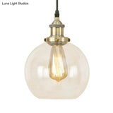 Vintage Hanging Ceiling Light With Brass/Copper/Rust Finish Clear Glass Globe Pendant For Dining
