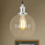 Vintage Hanging Ceiling Light With Brass/Copper/Rust Finish Clear Glass Globe Pendant For Dining