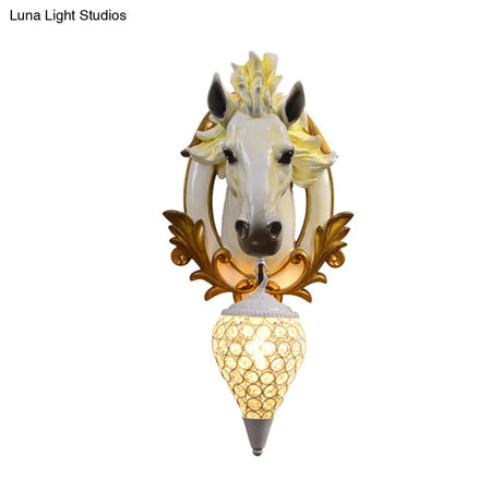 Vintage Horse Resin Wall Light For Living Room - 1 Sconce 10-12 Wide