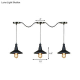 Vintage Industrial Black Iron Saucer Pendant Ceiling Light With 3/5 Bulbs And Wire Connection