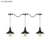 Vintage Industrial Black Iron Saucer Pendant Ceiling Light With 3/5 Bulbs And Wire Connection