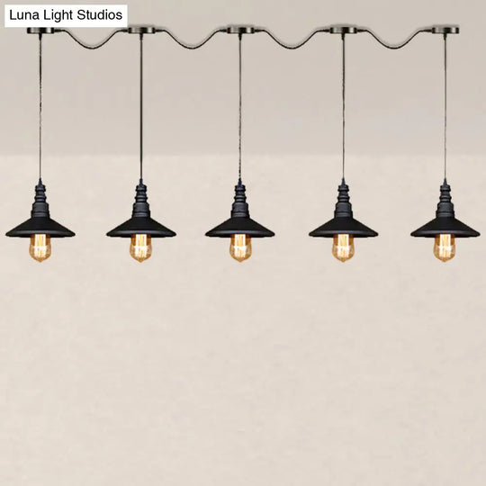 Vintage Industrial Black Iron Saucer Pendant Ceiling Light With Wire Connection - Pack Of 3/5 Bulbs
