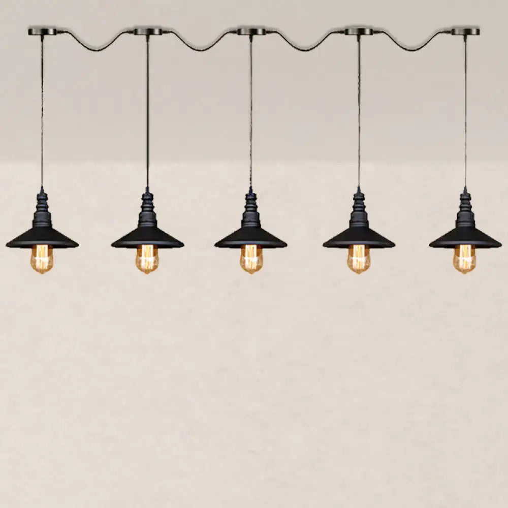 Vintage Industrial Black Iron Saucer Pendant Ceiling Light With 3/5 Bulbs And Wire Connection 5 /