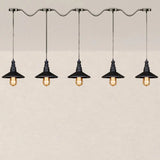 Vintage Industrial Black Iron Saucer Pendant Ceiling Light With 3/5 Bulbs And Wire Connection 5 /