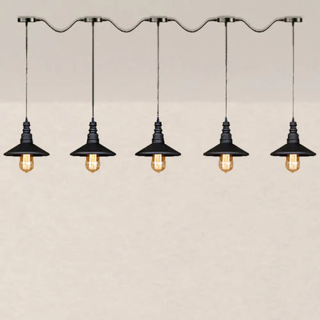 Vintage Industrial Black Iron Saucer Pendant Ceiling Light With 3/5 Bulbs And Wire Connection 5 /
