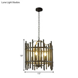 Vintage Industrial Black Metal Chandelier Pendant Light - 4 Heads For Restaurants