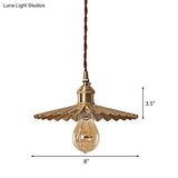 Vintage Industrial Brass Pendant Light - Scalloped Hanging Lamp For Dining Table