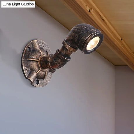 Vintage Industrial Bronze Wall Lamp - 1 Head Water Pipe Sconce For Corridor
