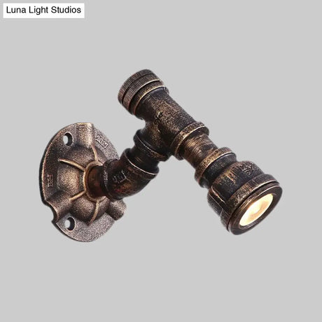 Vintage Industrial Bronze Wall Lamp - 1 Head Water Pipe Sconce For Corridor