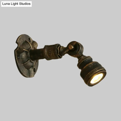 Vintage Industrial Bronze Wall Lamp - 1 Head Water Pipe Sconce For Corridor