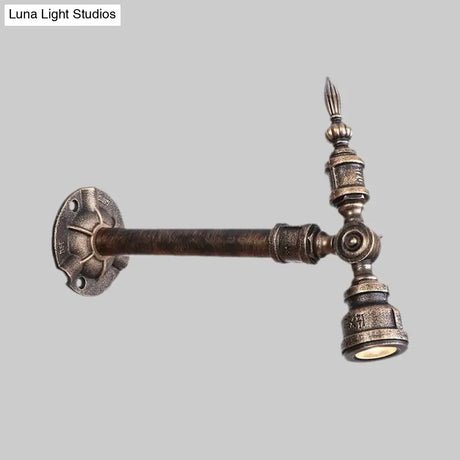 Vintage Industrial Bronze Wall Lamp - 1 Head Water Pipe Sconce For Corridor
