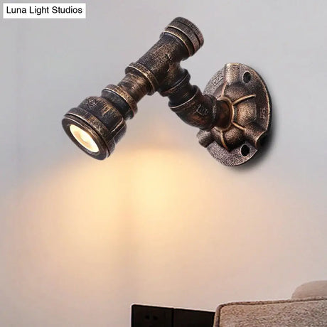 Vintage Industrial Bronze Wall Lamp - 1 Head Water Pipe Sconce For Corridor