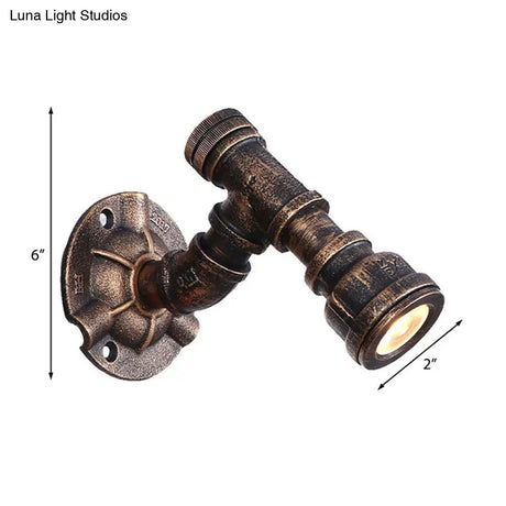 Vintage Industrial Bronze Wall Lamp - 1 Head Water Pipe Sconce For Corridor