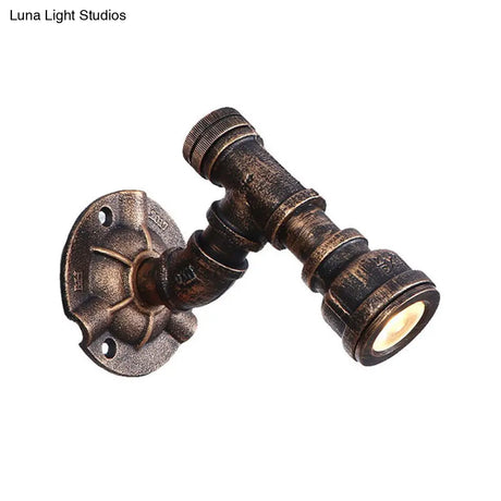 Vintage Industrial Bronze Wall Lamp - 1 Head Water Pipe Sconce For Corridor