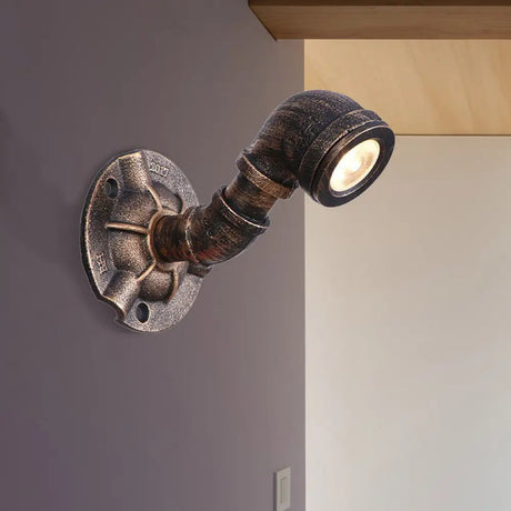 Vintage Industrial Bronze Wall Lamp - 1 Head Water Pipe Sconce For Corridor / B