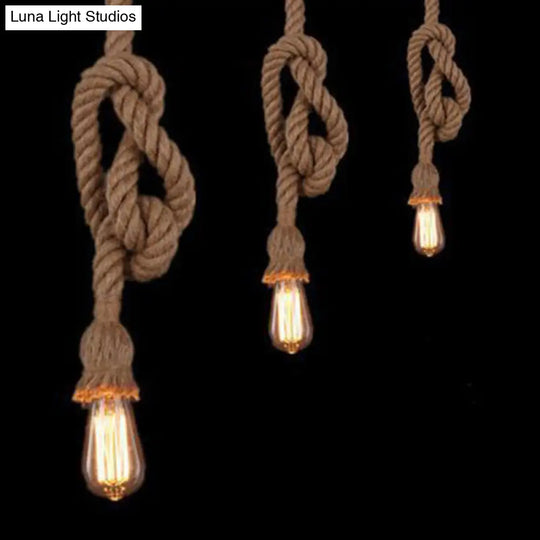 Vintage Industrial Exposed Bulb Pendant Light With Natural Rope - Perfect For Restaurants And