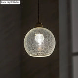 Vintage Industrial Hanging Lamp With Crackled Glass - 1-Light Spherical Pendant For Living Room