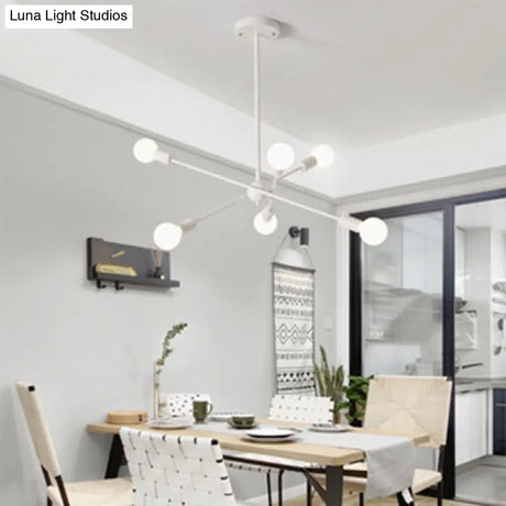 Vintage Industrial Metal Pendant Lighting: White Bare Bulb Hanging Lights