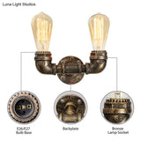 Vintage Industrial Metal Wall Mount Sconce With Dual Heads - Black/Antique Brass Finish For Living