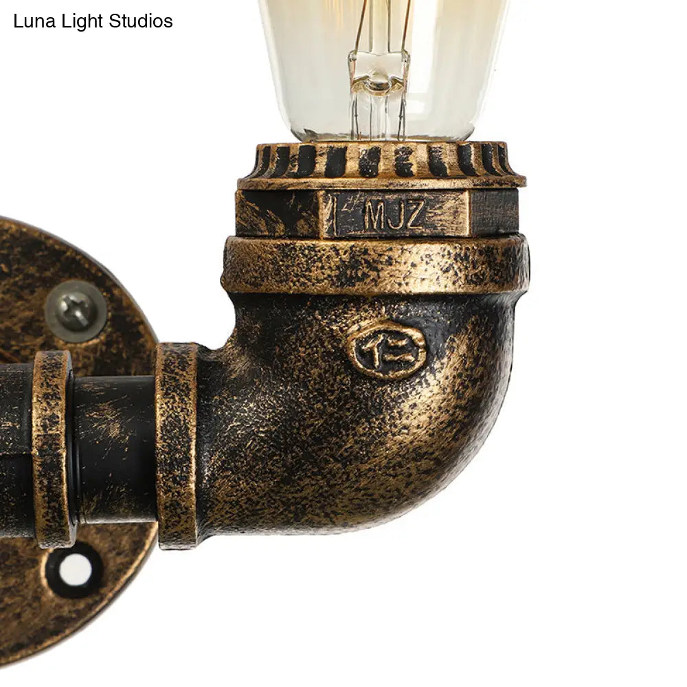 Vintage Industrial Metal Wall Mount Sconce With Dual Heads - Black/Antique Brass Finish For Living