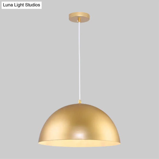 Vintage Industrial Metallic Golden Pendant Lamp 12/16 Inch Width Dome Shade 1 Bulb