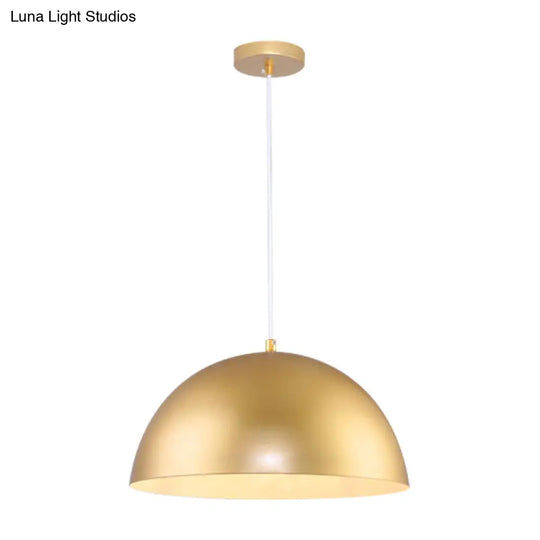 Vintage Industrial Hanging Lamp With Metallic Golden Dome Shade And 1 Bulb 12/16 Inch Width
