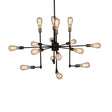 Vintage Industrial Multi-Light Chandelier - Iron Exposed Pendant Lighting For Dining Room Black