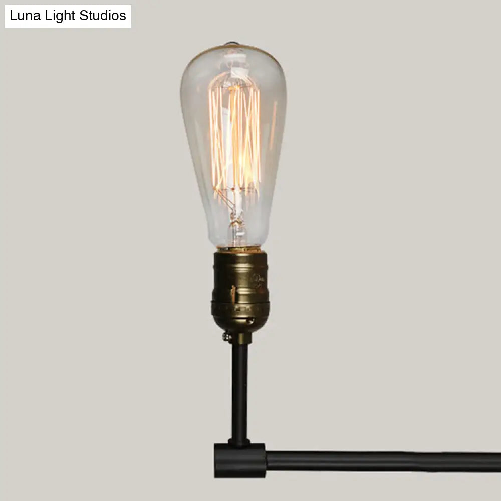 Vintage Industrial Multi-Light Chandelier - Iron Exposed Pendant Lighting For Dining Room Black