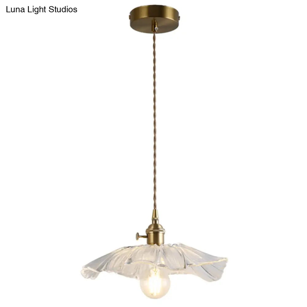 Vintage Industrial Pendant Lamp - Flower Shape Shade With Clear Glass 1 /