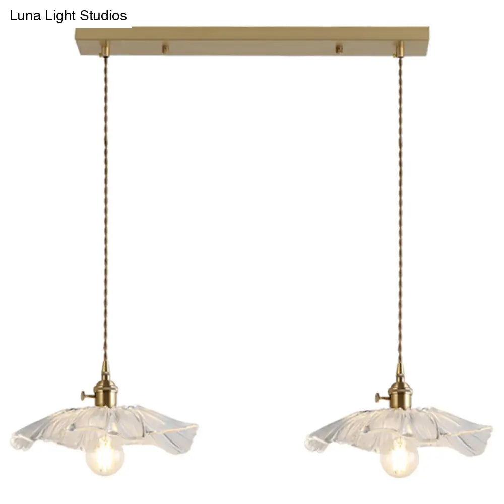 Vintage Industrial Pendant Lamp - Flower Shape Shade With Clear Glass 2 /