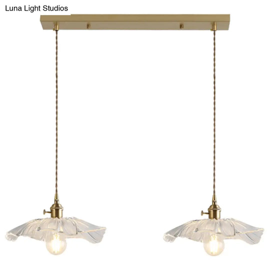 Vintage Industrial Pendant Lamp - Flower Shape Shade With Clear Glass 2 /