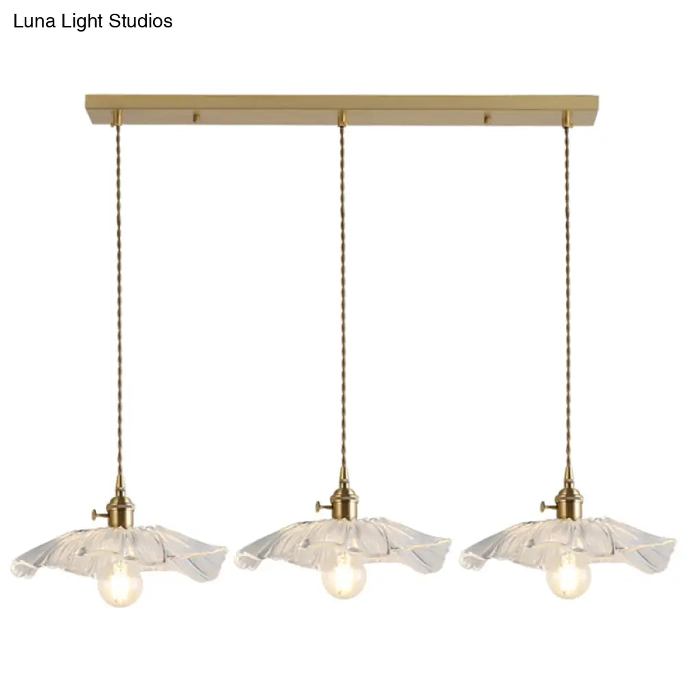 Vintage Industrial Flower-Shaped Glass Pendant Lamp - Clear Shade Ceiling Hanging Light 3 /