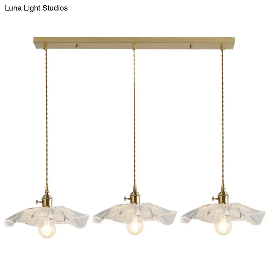 Vintage Industrial Flower-Shaped Glass Pendant Lamp - Clear Shade Ceiling Hanging Light 3 /