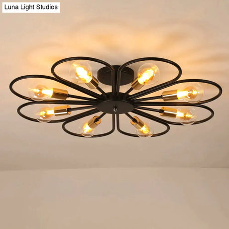 Vintage Industrial Rustic Flush Mount Ceiling Light Metal Lamp Fixture American-Style Village Style