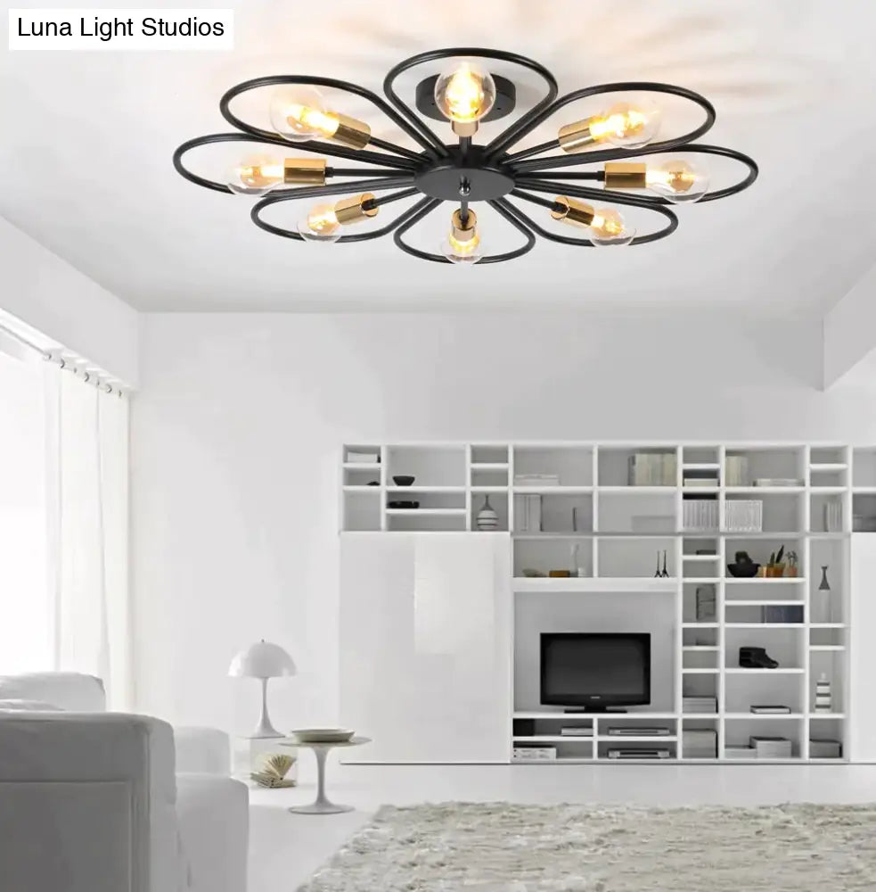 Vintage Industrial Rustic Flush Mount Ceiling Light Metal Lamp Fixture American-Style Village Style